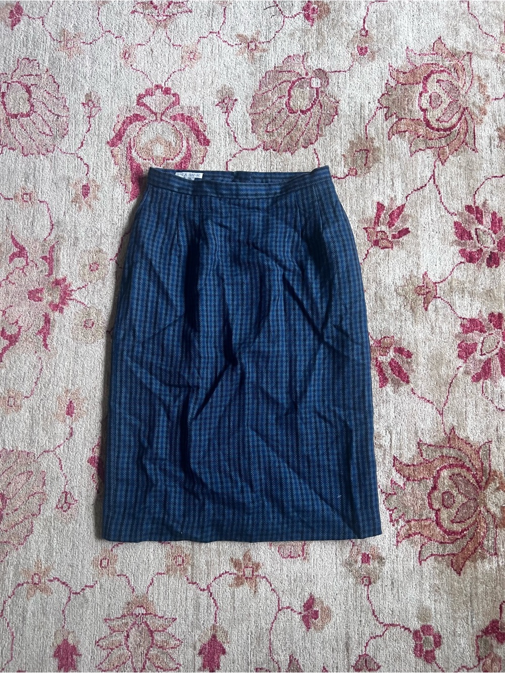 Vintage 100% Wool Plaid Midi Skirt Lined